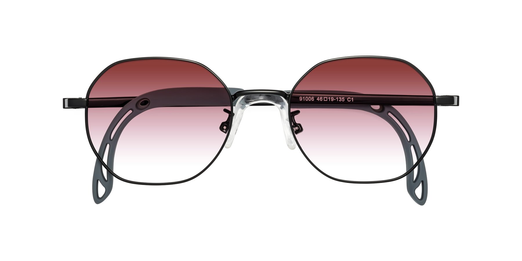 Folded Front of Esther in Ninja Black with Garnet Gradient Lenses