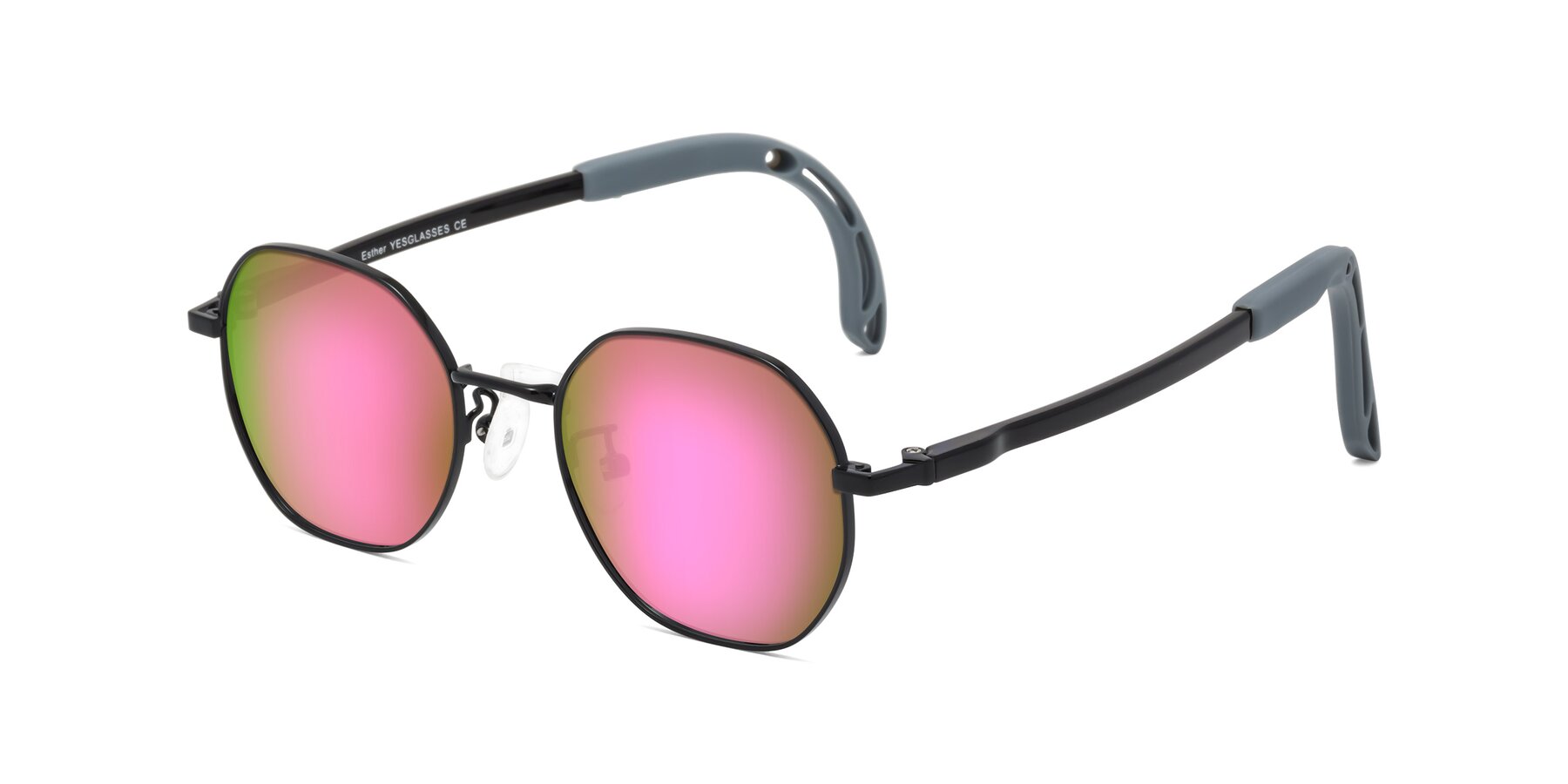 Angle of Esther in Ninja Black with Pink Mirrored Lenses