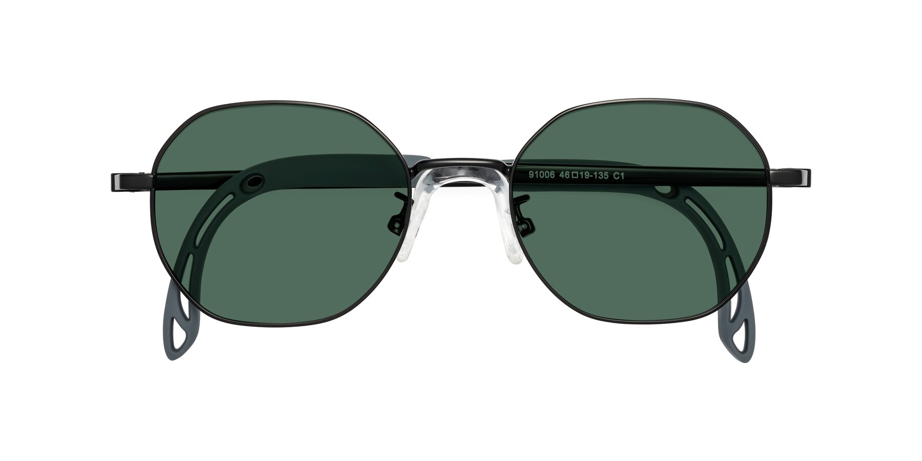 Folded Front of Esther in Ninja Black with Green Polarized Lenses