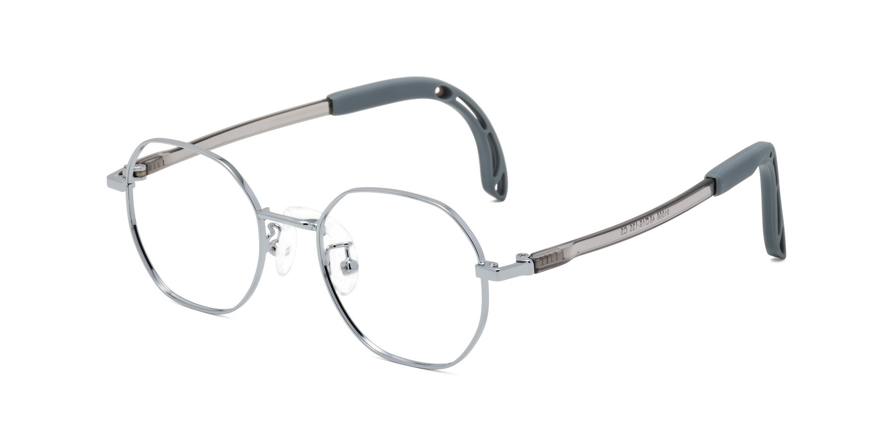 Angle of Esther in Knight Silver with Clear Eyeglass Lenses