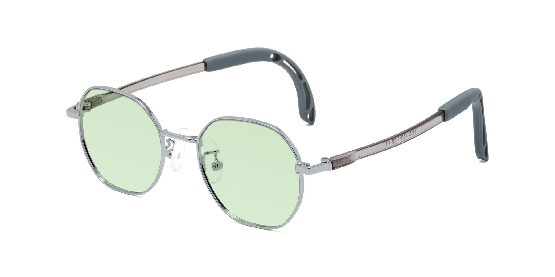 Angle of Esther in Knight Silver with Light Green Tinted Lenses