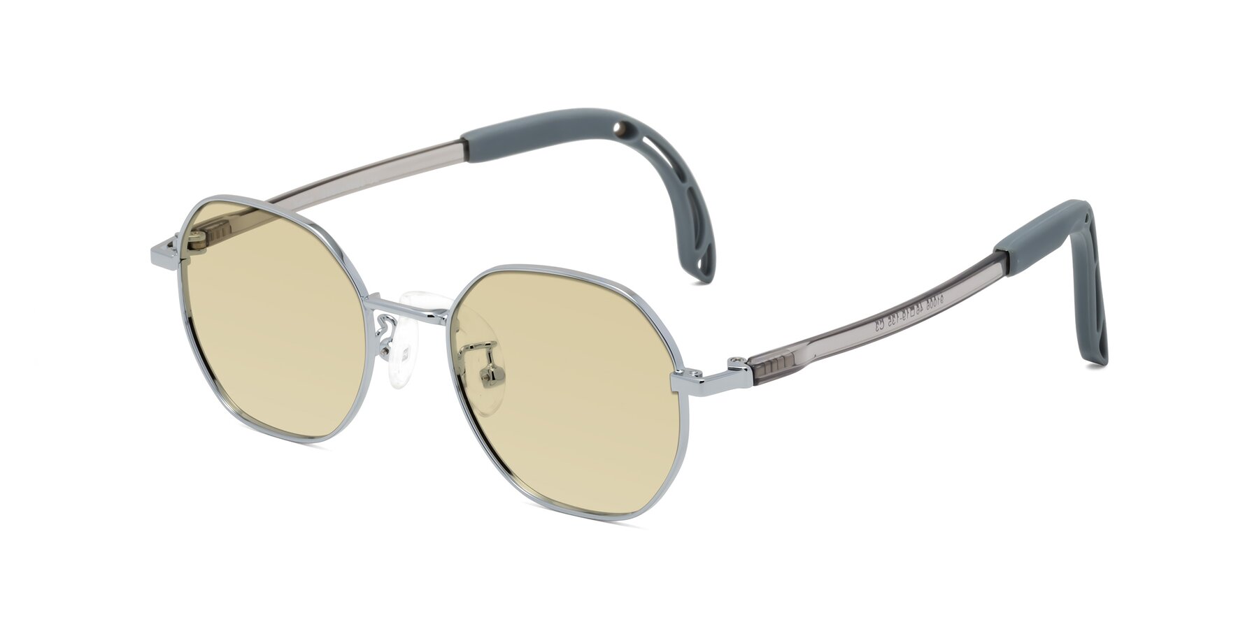 Angle of Esther in Knight Silver with Light Champagne Tinted Lenses