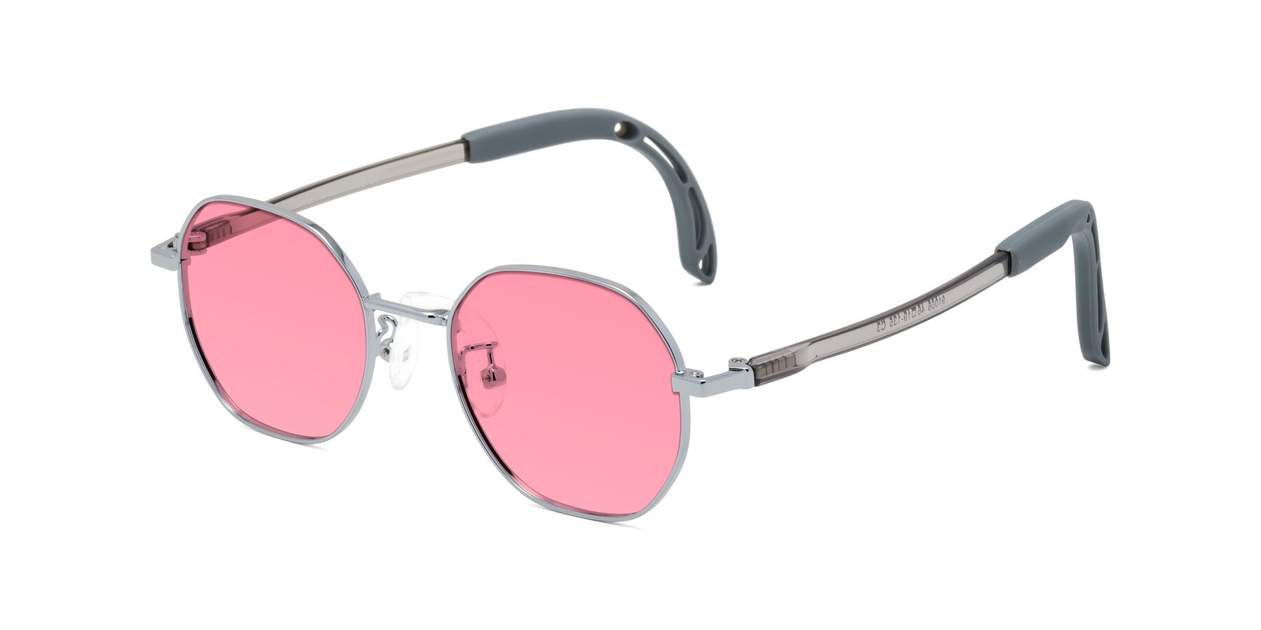 Angle of Esther in Knight Silver with Pink Tinted Lenses