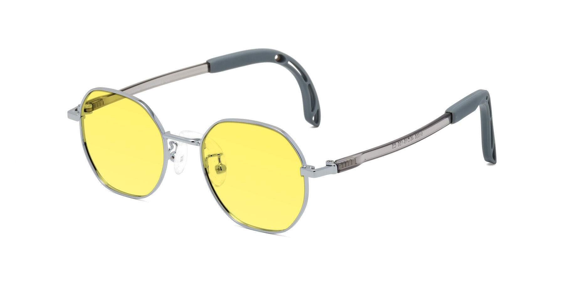 Angle of Esther in Knight Silver with Medium Yellow Tinted Lenses