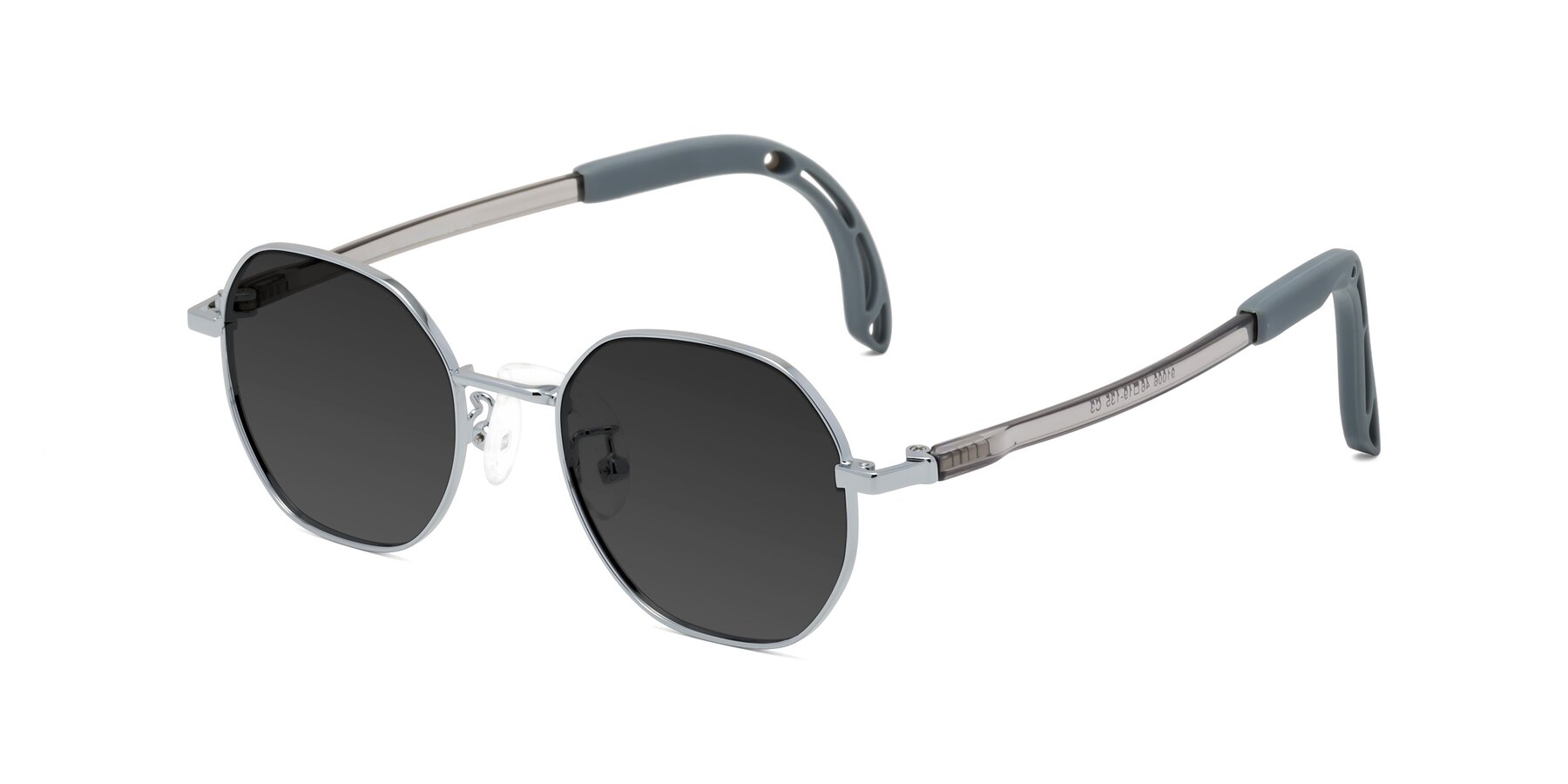 Angle of Esther in Knight Silver with Gray Tinted Lenses