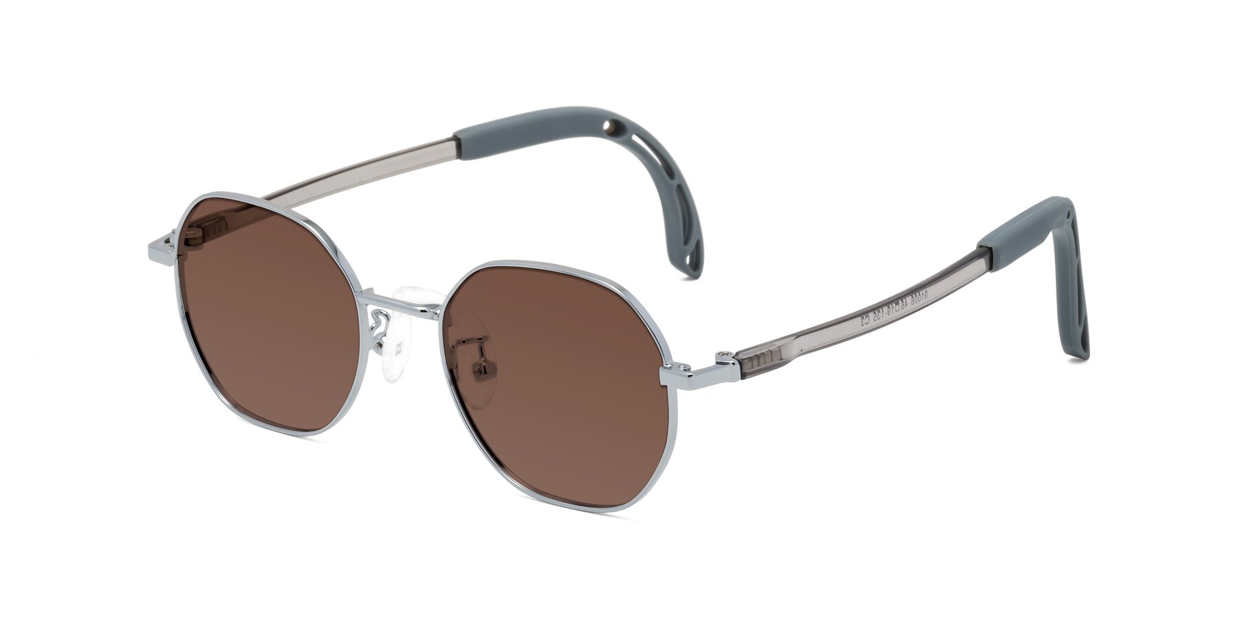 Angle of Esther in Knight Silver with Brown Tinted Lenses