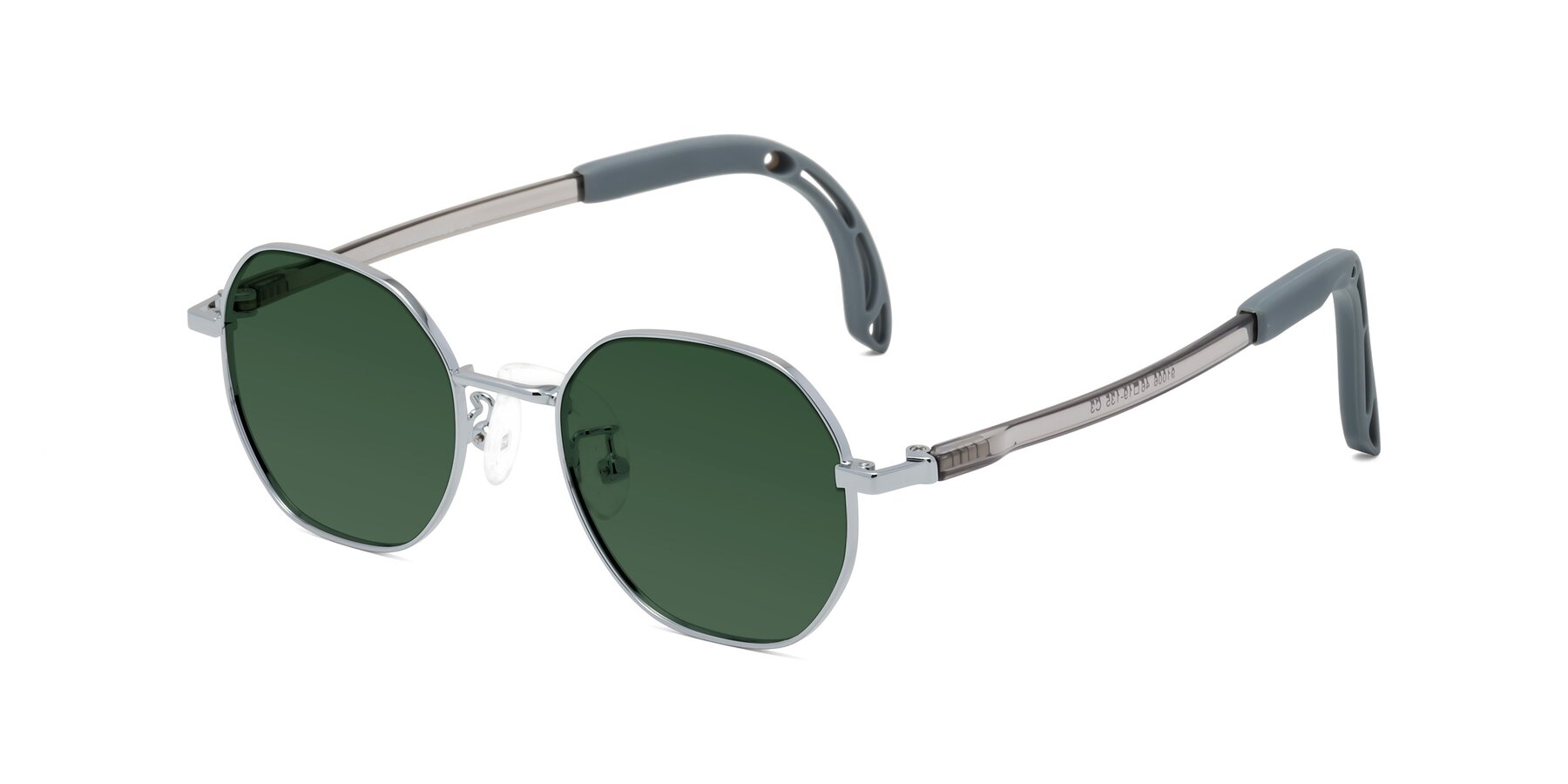 Angle of Esther in Knight Silver with Green Tinted Lenses