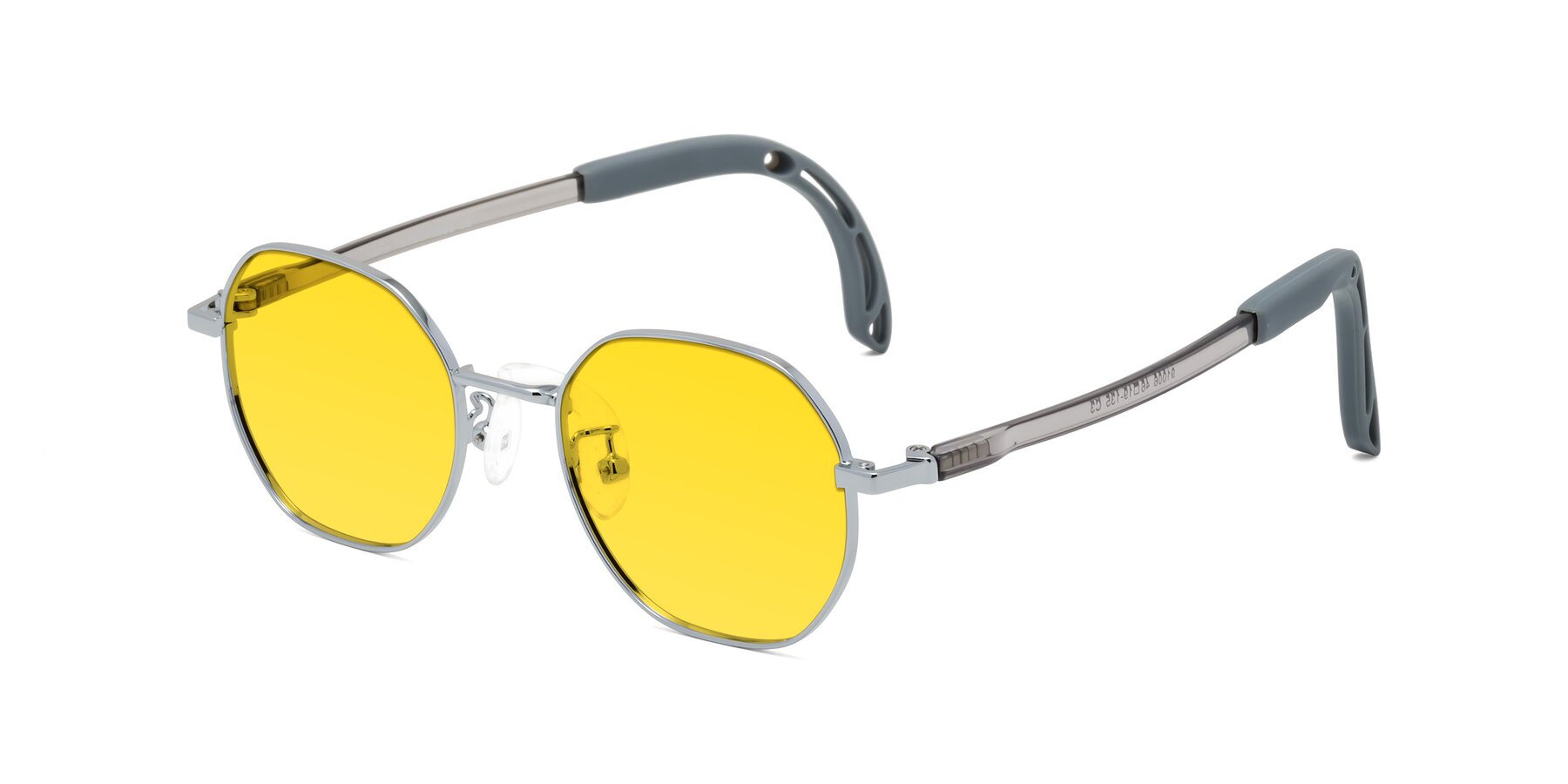 Angle of Esther in Knight Silver with Yellow Tinted Lenses