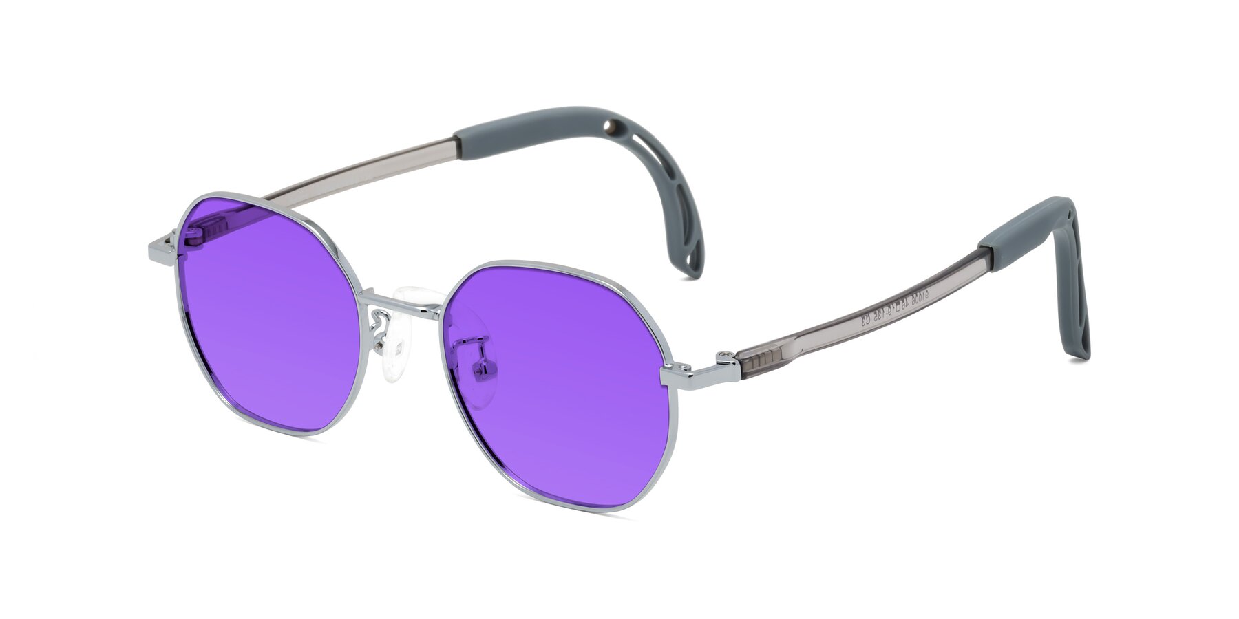 Angle of Esther in Knight Silver with Purple Tinted Lenses