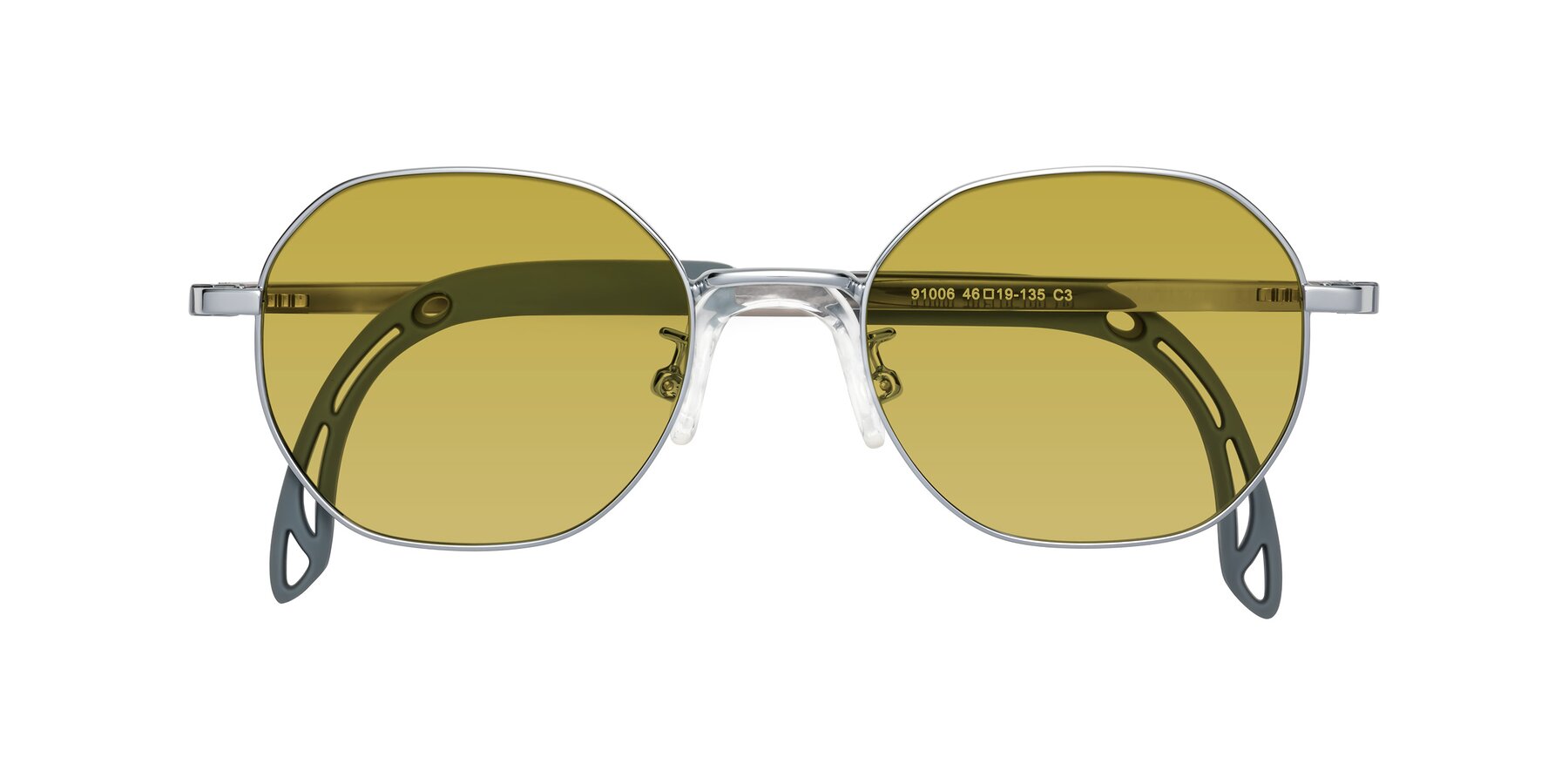 Folded Front of Esther in Knight Silver with Champagne Tinted Lenses