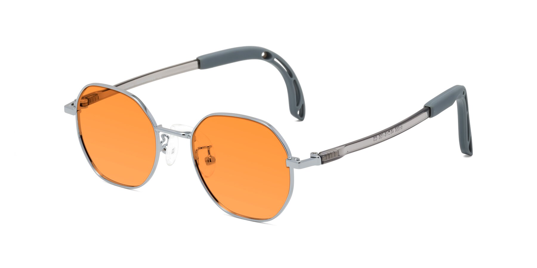 Angle of Esther in Knight Silver with Orange Tinted Lenses