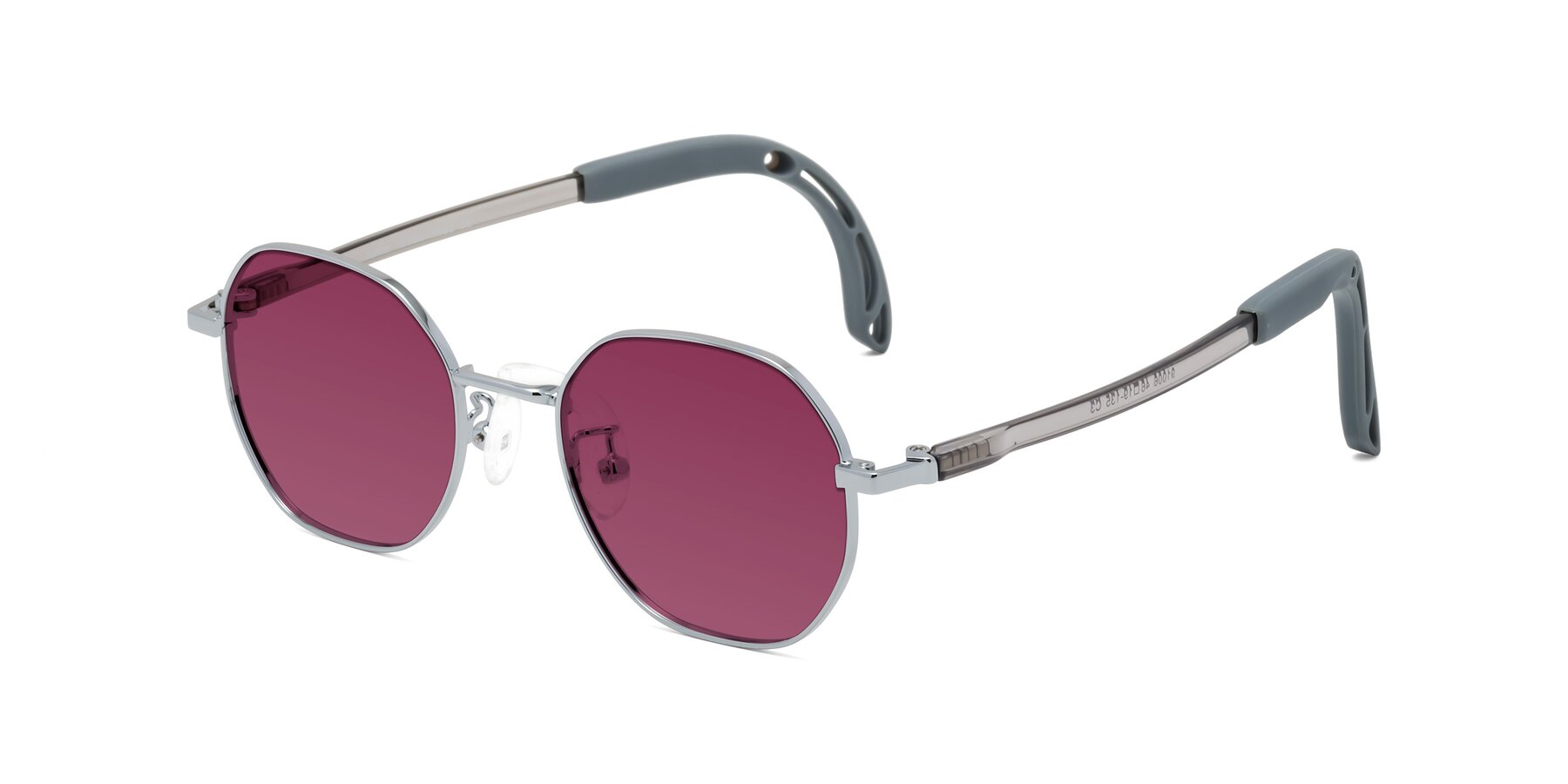 Angle of Esther in Knight Silver with Wine Tinted Lenses