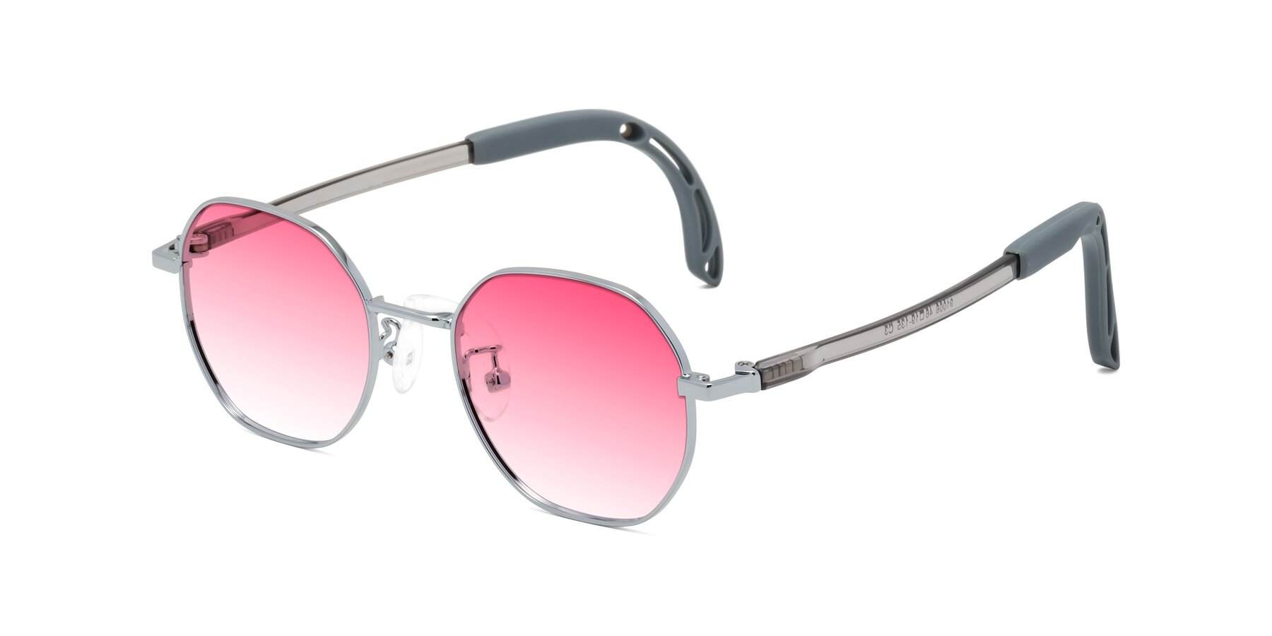 Angle of Esther in Knight Silver with Pink Gradient Lenses