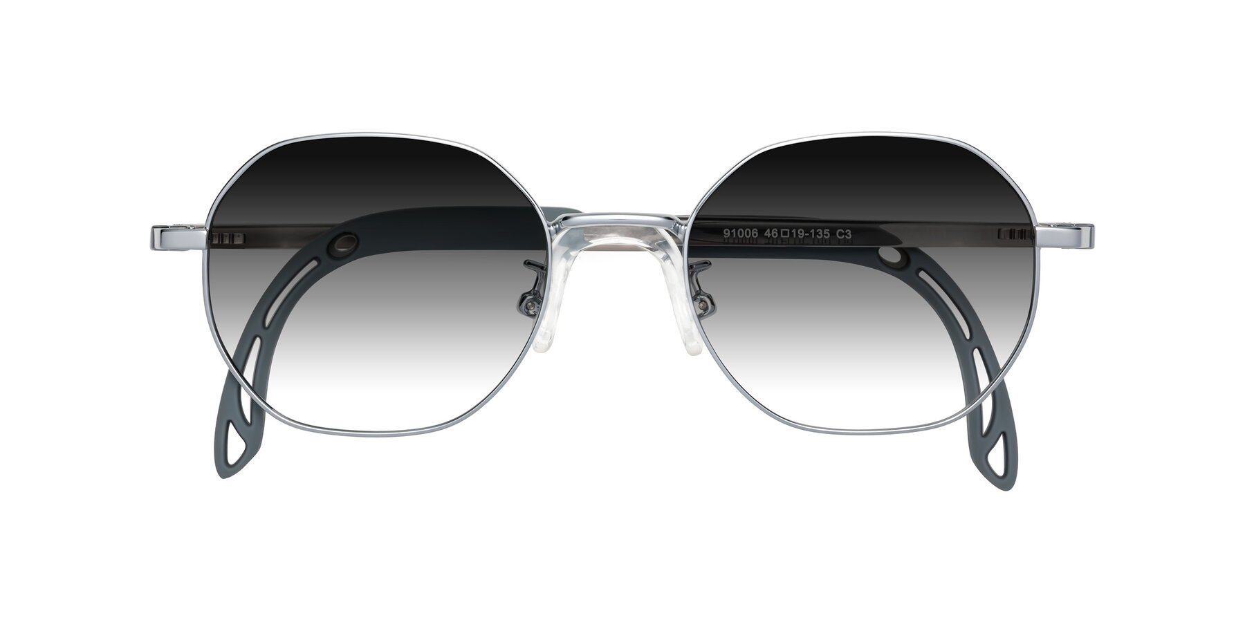 Folded Front of Esther in Knight Silver with Gray Gradient Lenses