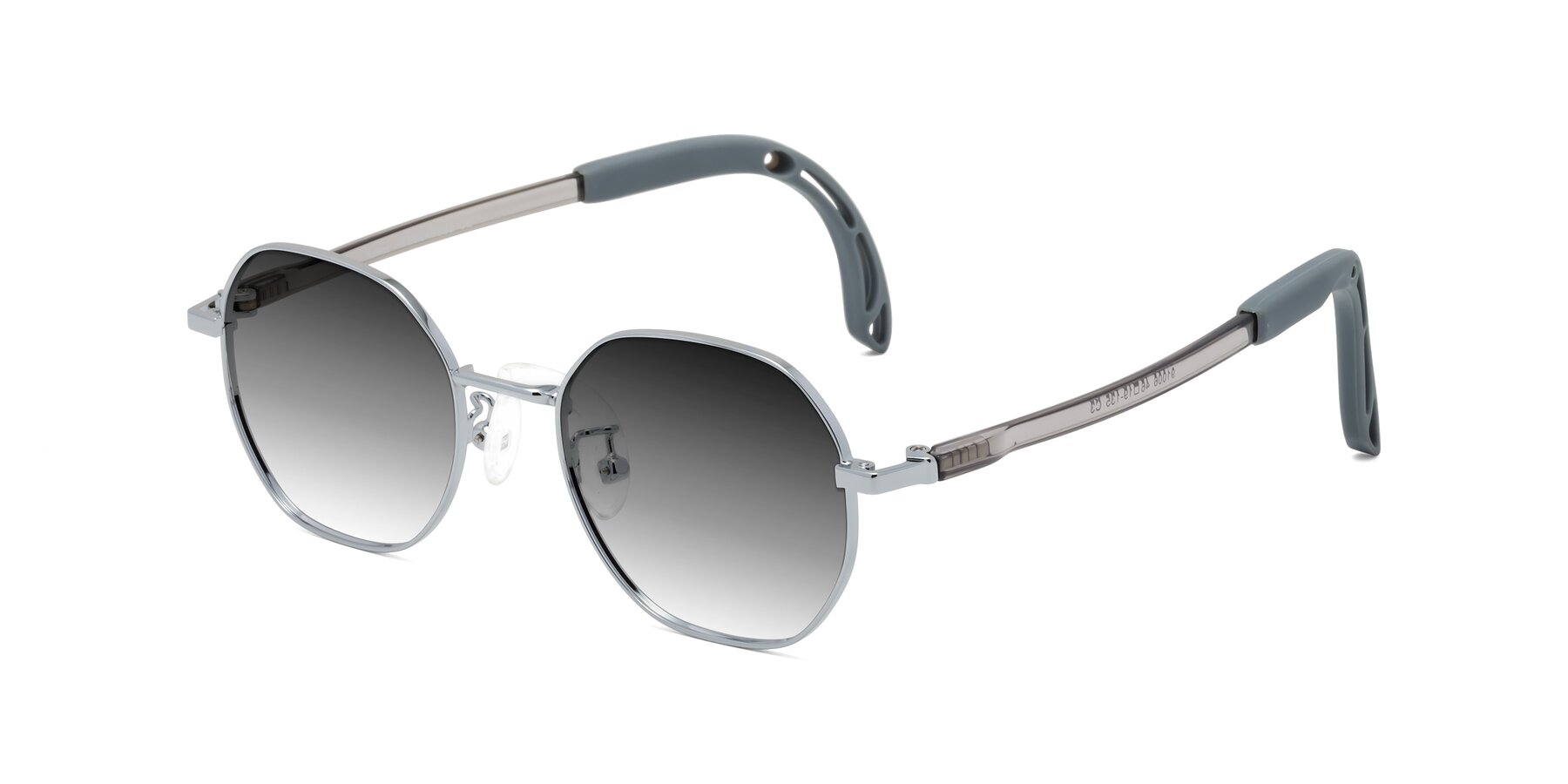 Angle of Esther in Knight Silver with Gray Gradient Lenses