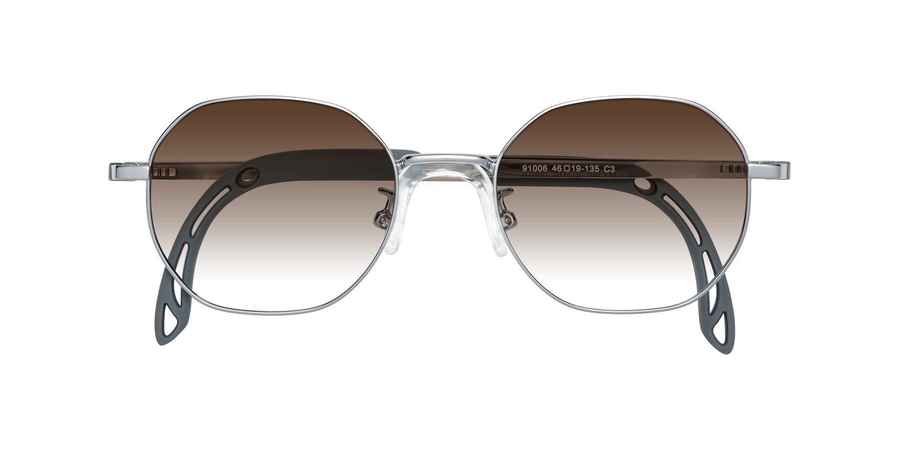 Folded Front of Esther in Knight Silver with Brown Gradient Lenses