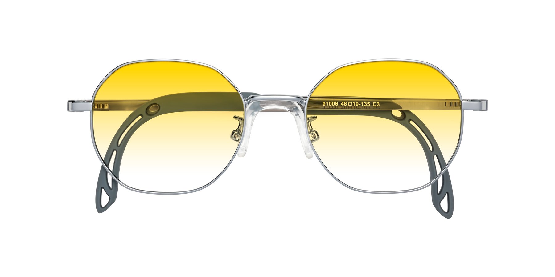 Folded Front of Esther in Knight Silver with Yellow Gradient Lenses