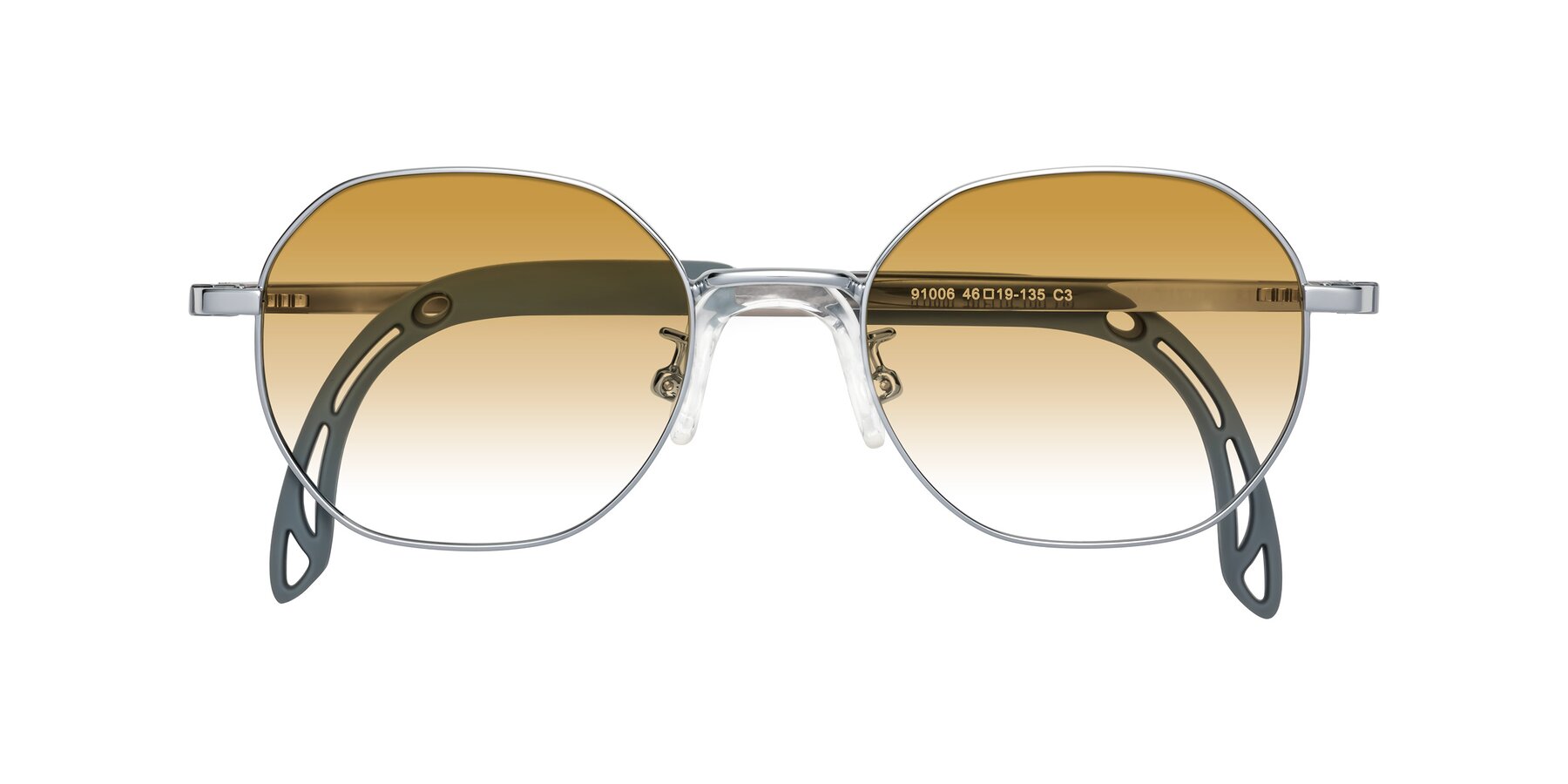 Folded Front of Esther in Knight Silver with Champagne Gradient Lenses