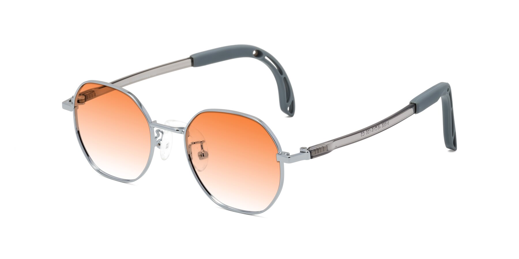 Angle of Esther in Knight Silver with Orange Gradient Lenses