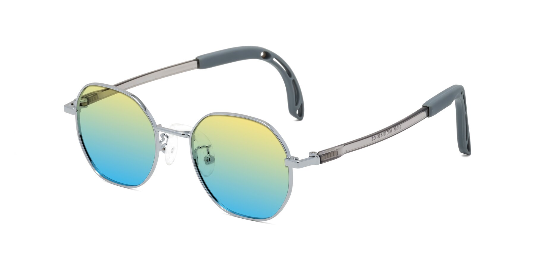 Angle of Esther in Knight Silver with Yellow / Blue Gradient Lenses