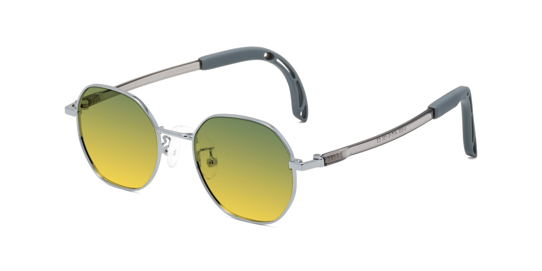 Angle of Esther in Knight Silver with Green / Yellow Gradient Lenses