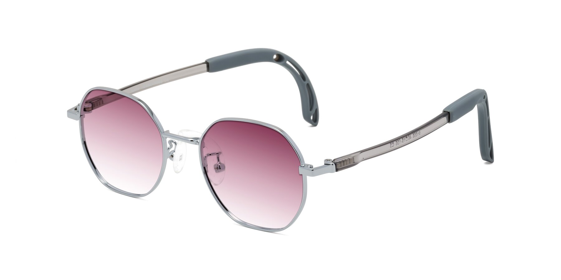 Angle of Esther in Knight Silver with Wine Gradient Lenses