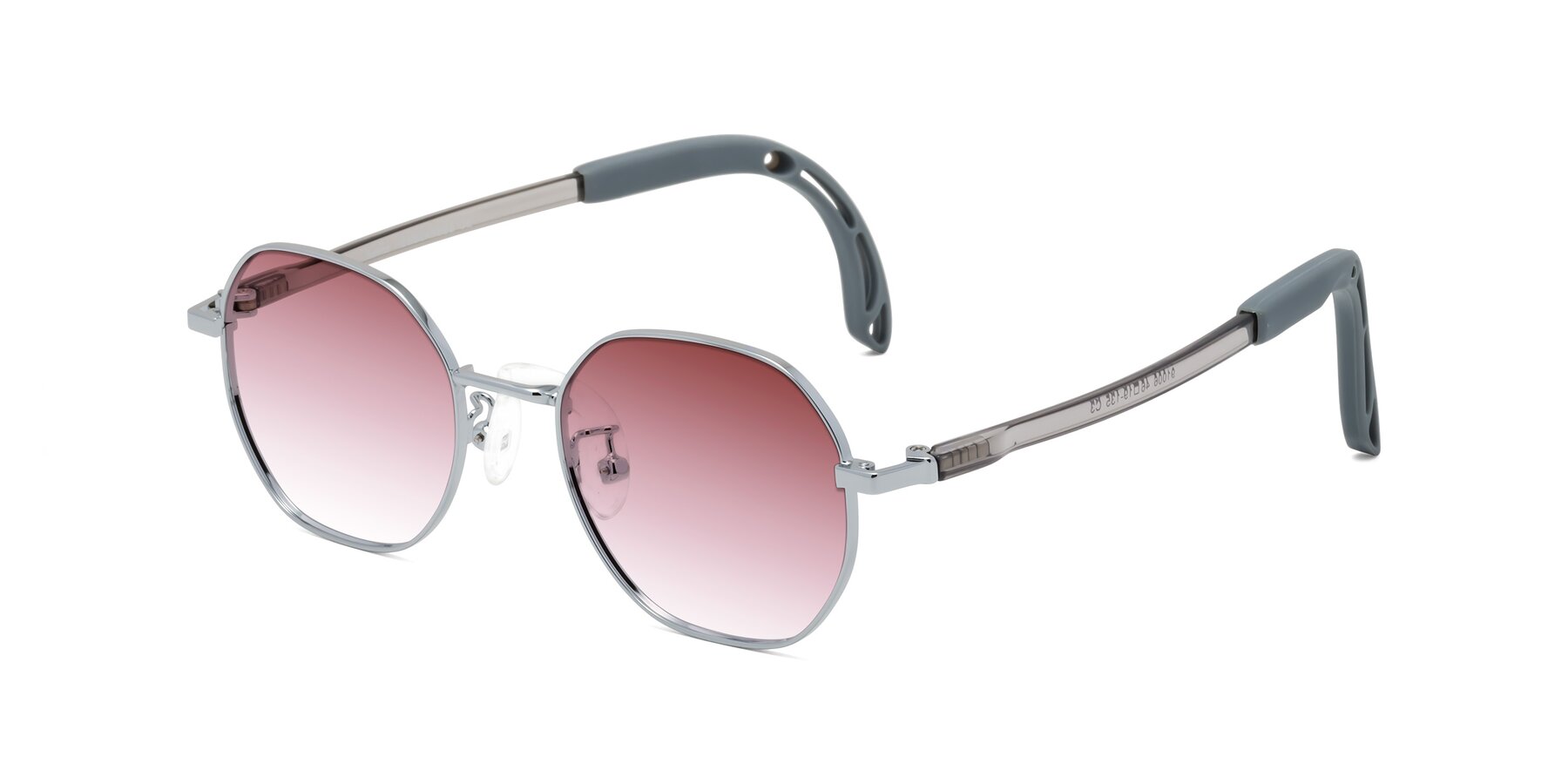 Angle of Esther in Knight Silver with Garnet Gradient Lenses