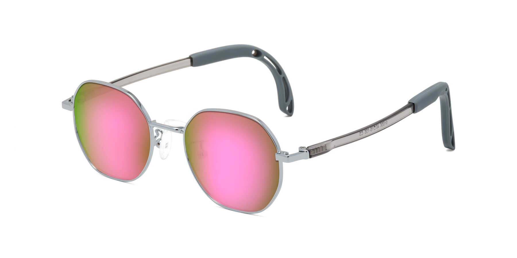 Angle of Esther in Knight Silver with Pink Mirrored Lenses