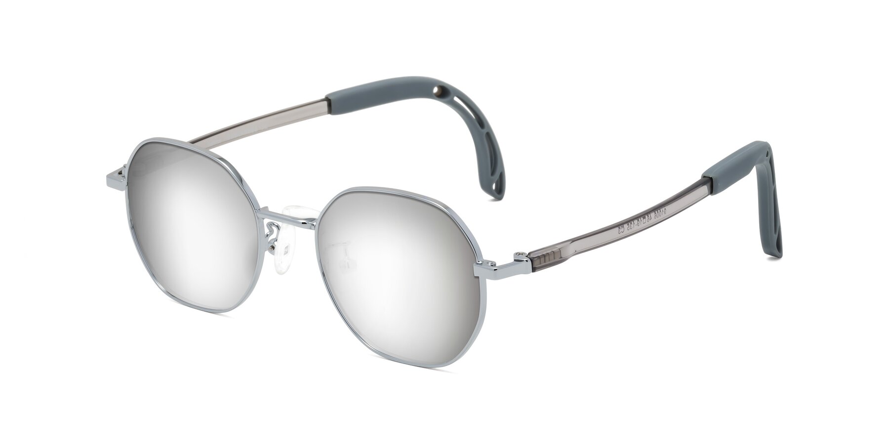 Angle of Esther in Knight Silver with Silver Mirrored Lenses