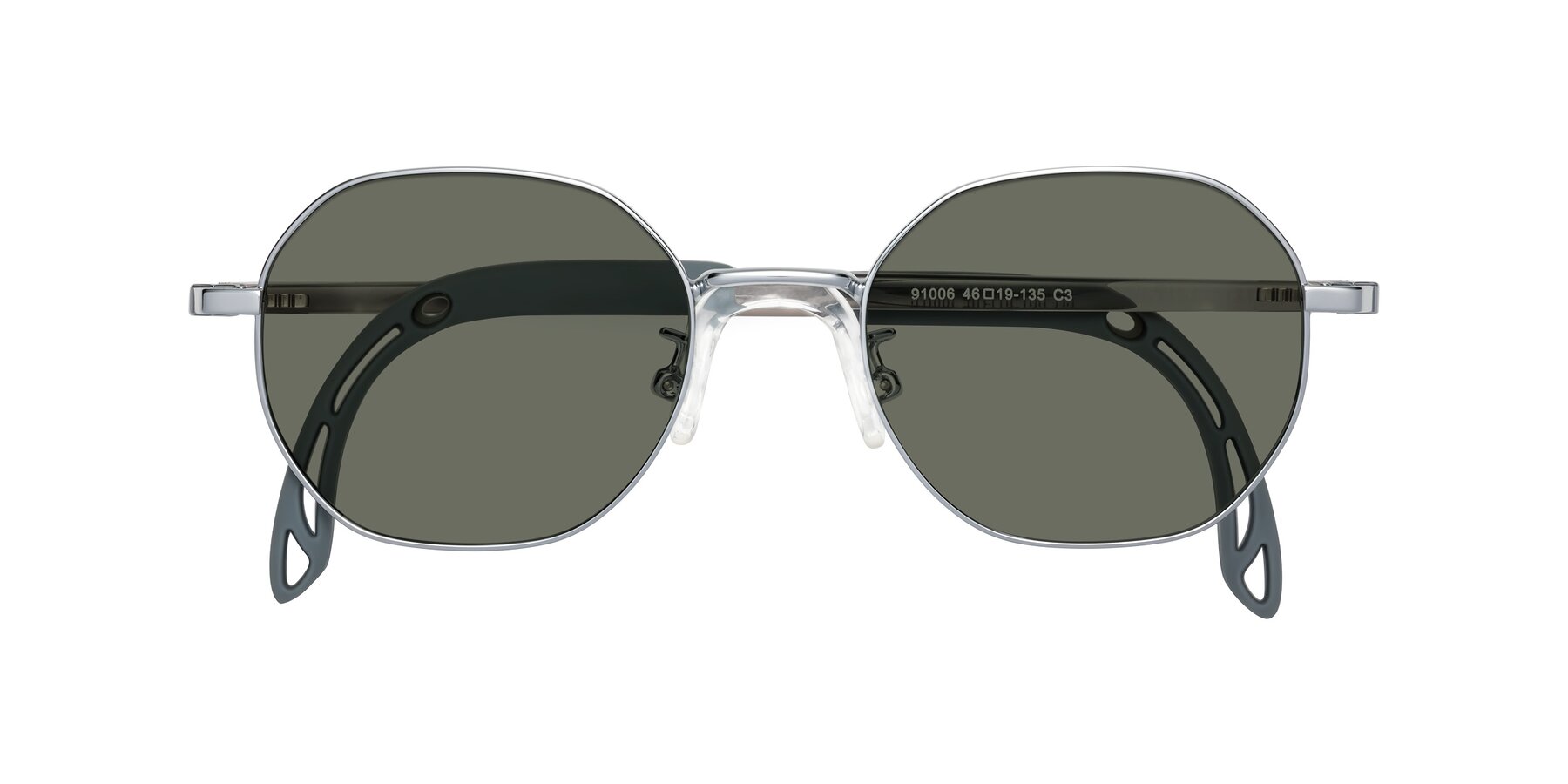 Folded Front of Esther in Knight Silver with Gray Polarized Lenses