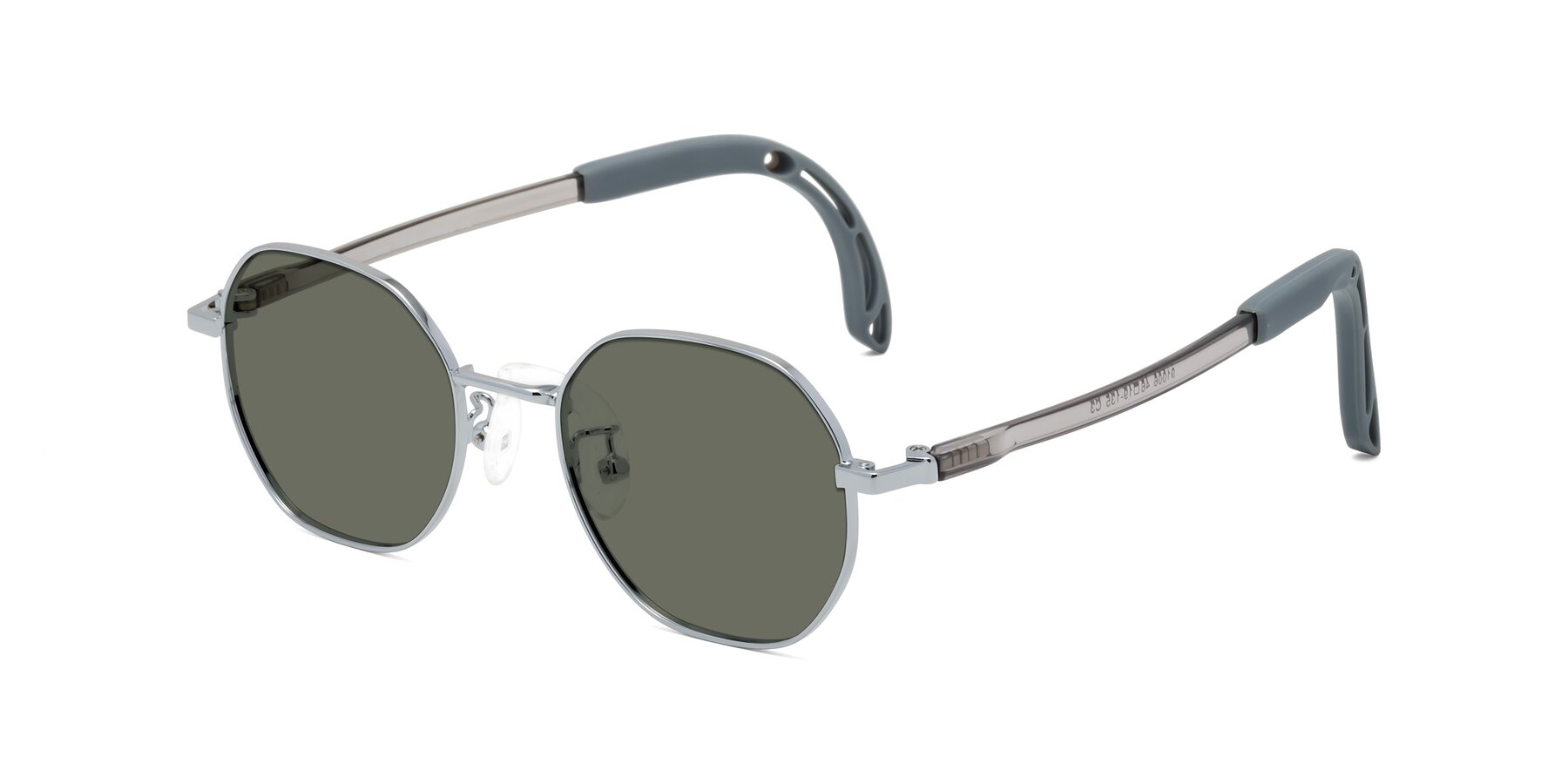 Angle of Esther in Knight Silver with Gray Polarized Lenses