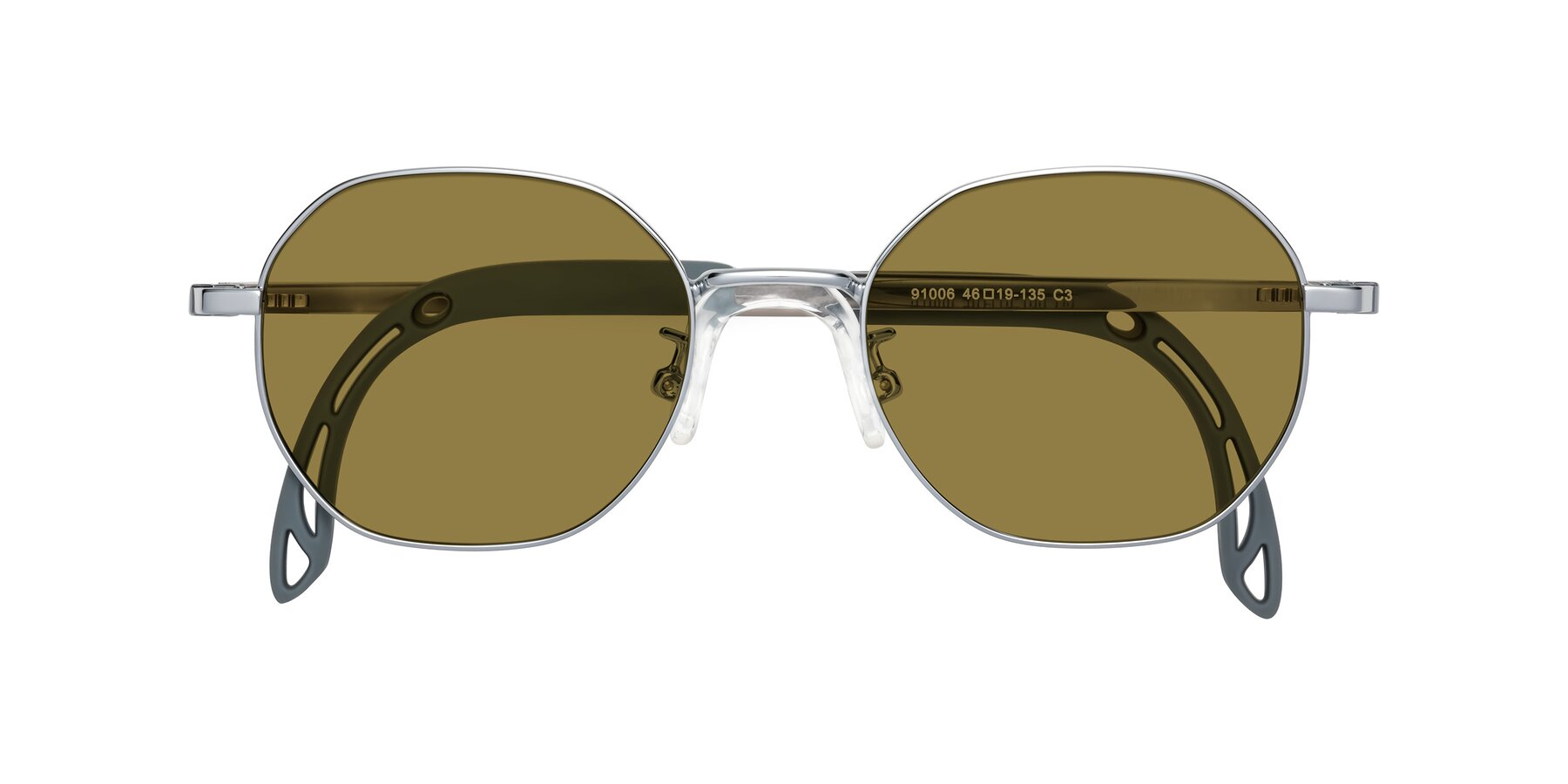 Folded Front of Esther in Knight Silver with Brown Polarized Lenses