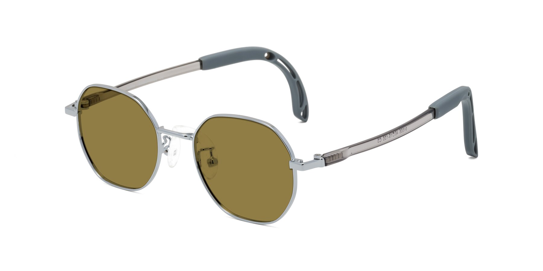 Angle of Esther in Knight Silver with Brown Polarized Lenses