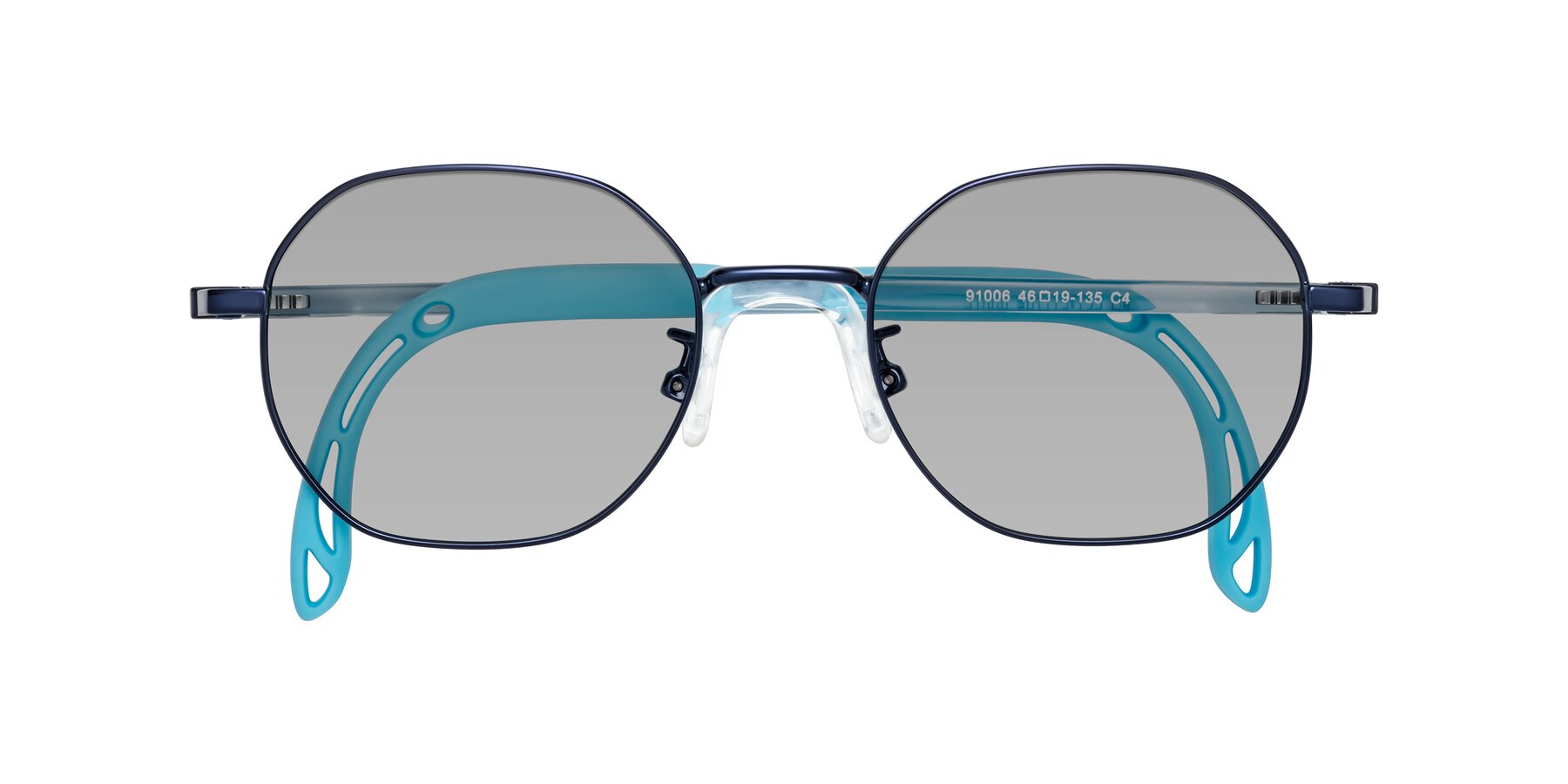 Folded Front of Esther in Sailor Blue with Light Gray Tinted Lenses