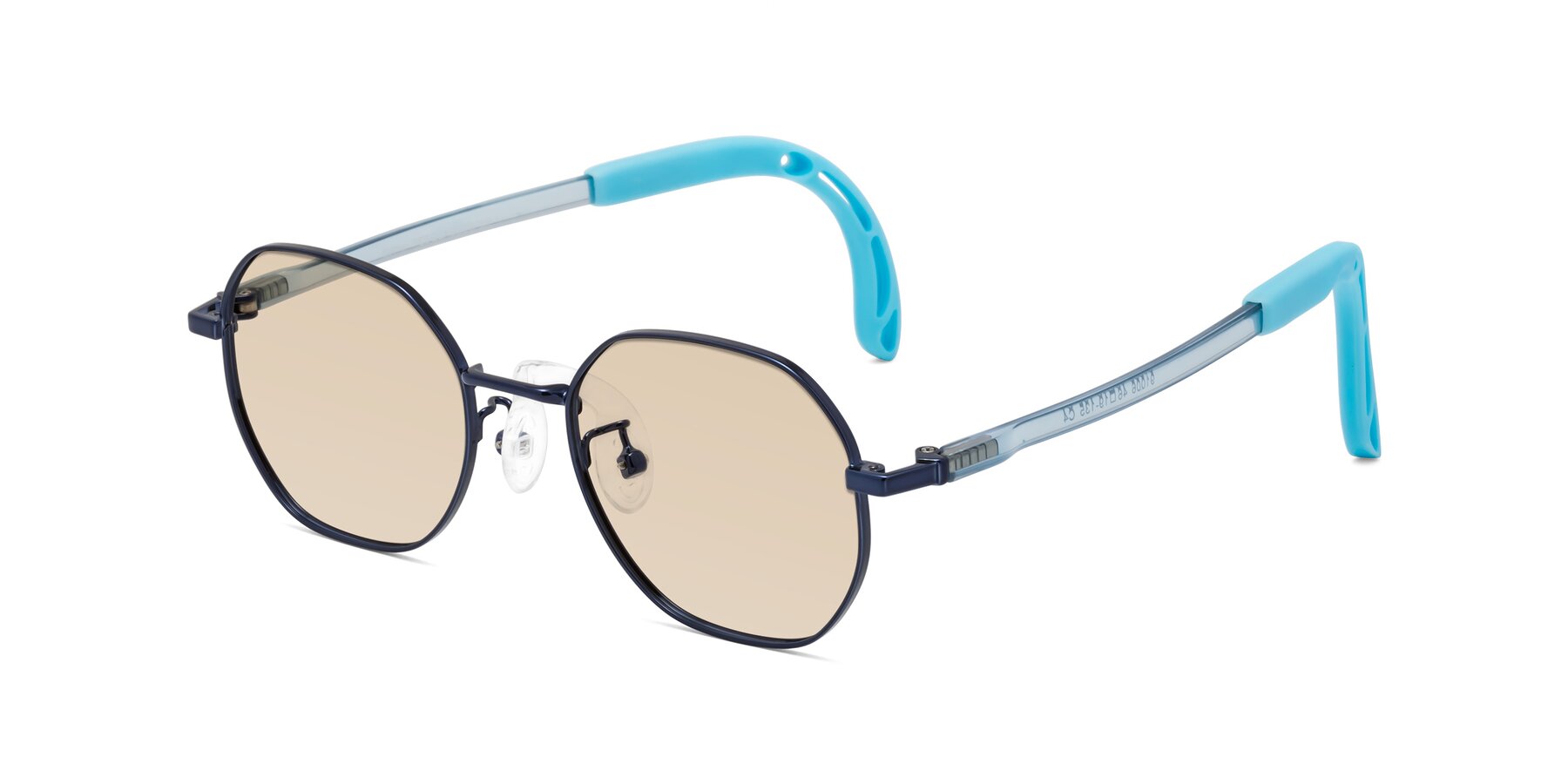 Angle of Esther in Sailor Blue with Light Brown Tinted Lenses