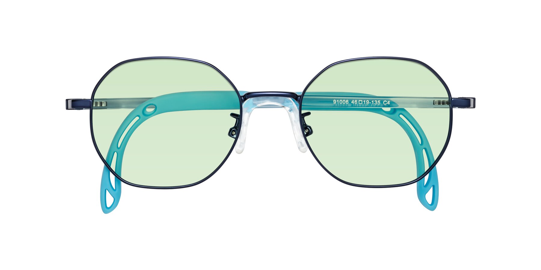 Folded Front of Esther in Sailor Blue with Light Green Tinted Lenses