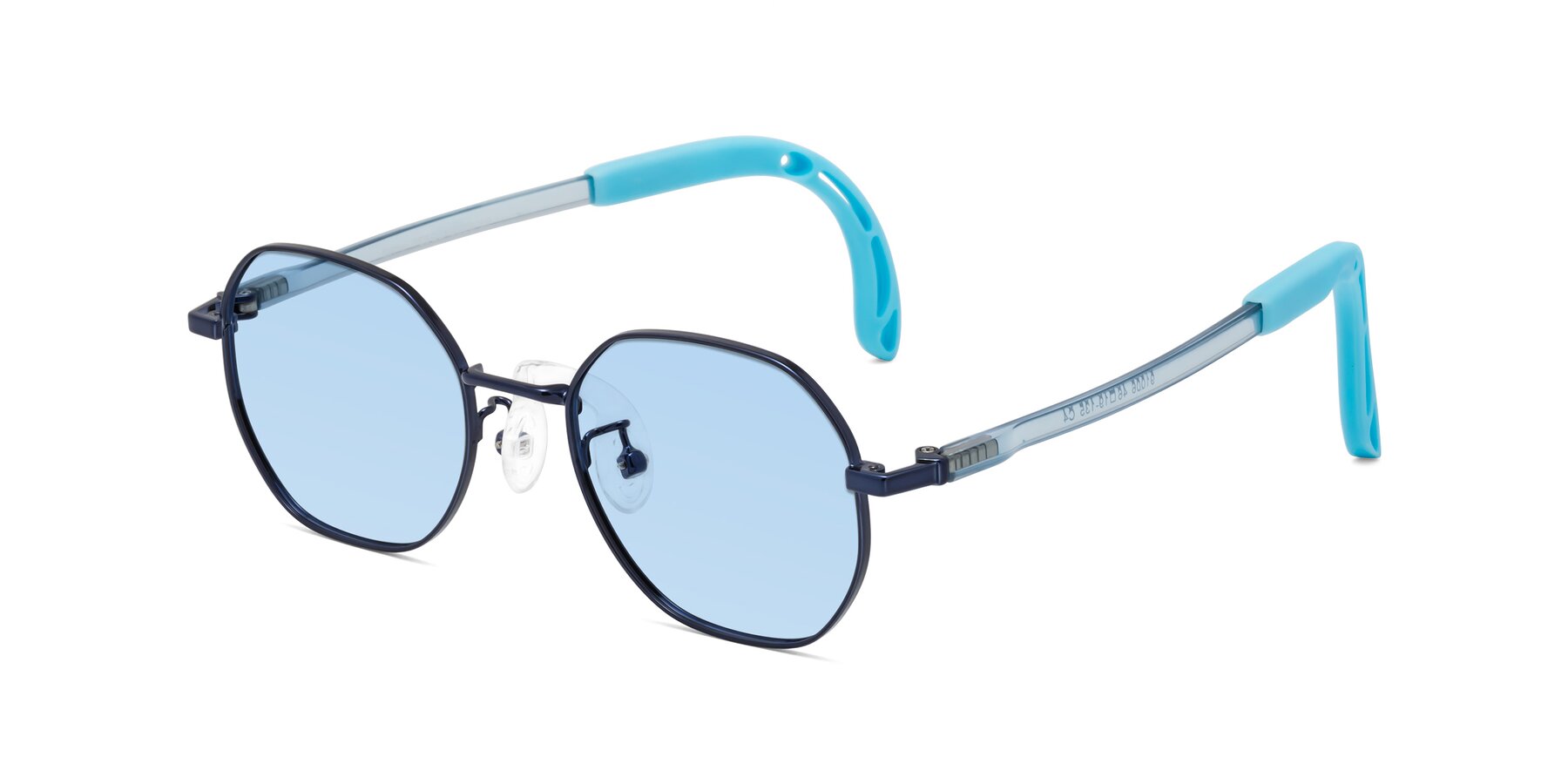 Angle of Esther in Sailor Blue with Light Blue Tinted Lenses