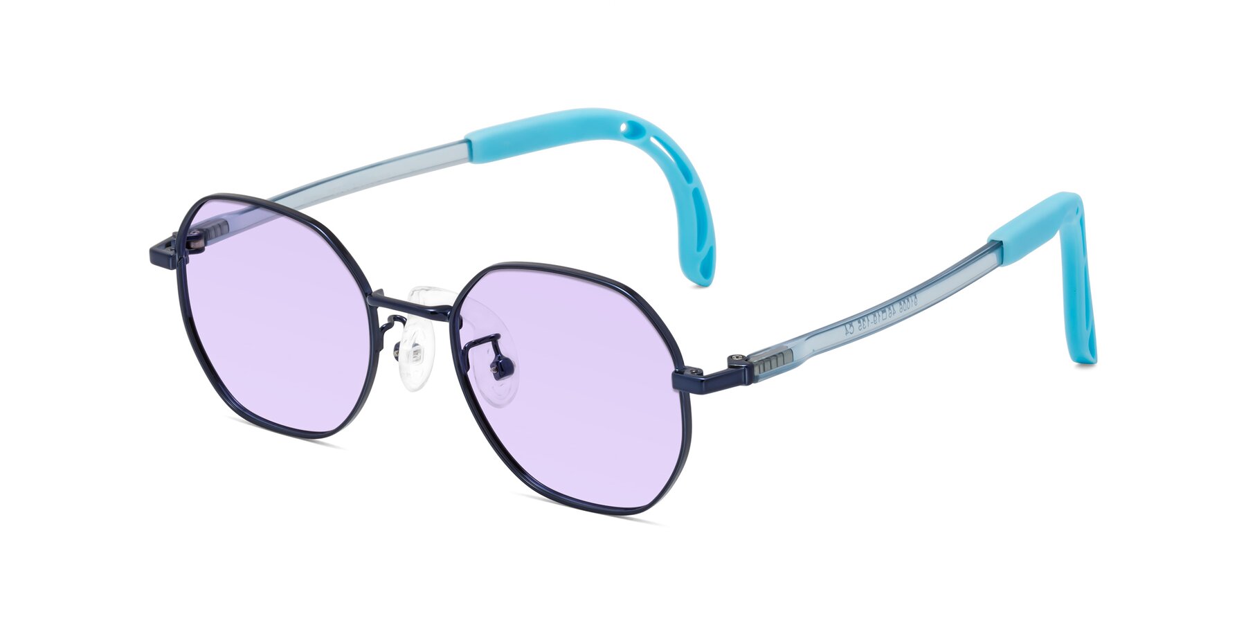 Angle of Esther in Sailor Blue with Light Purple Tinted Lenses