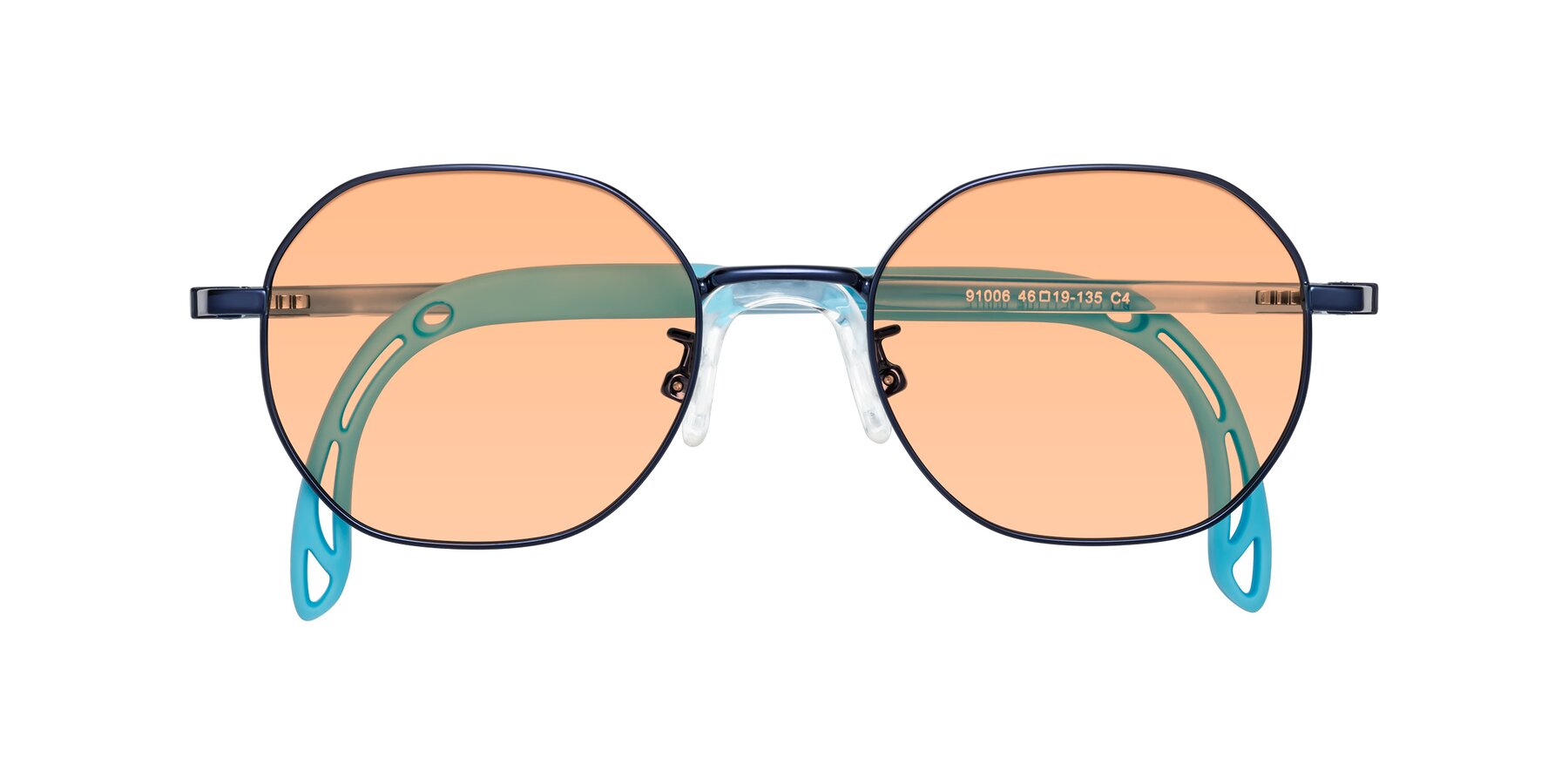 Folded Front of Esther in Sailor Blue with Light Orange Tinted Lenses