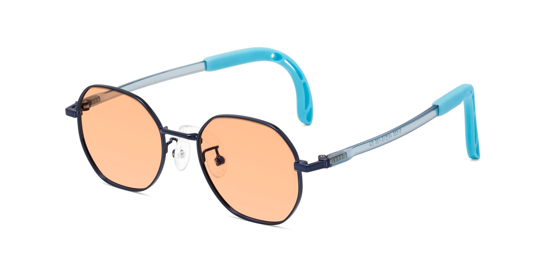 Angle of Esther in Sailor Blue with Light Orange Tinted Lenses