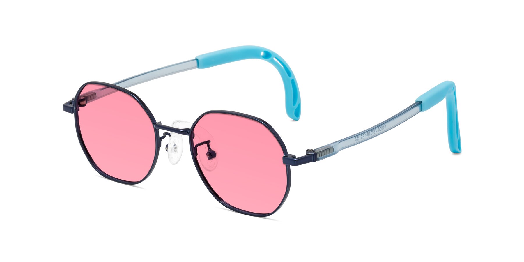 Angle of Esther in Sailor Blue with Pink Tinted Lenses