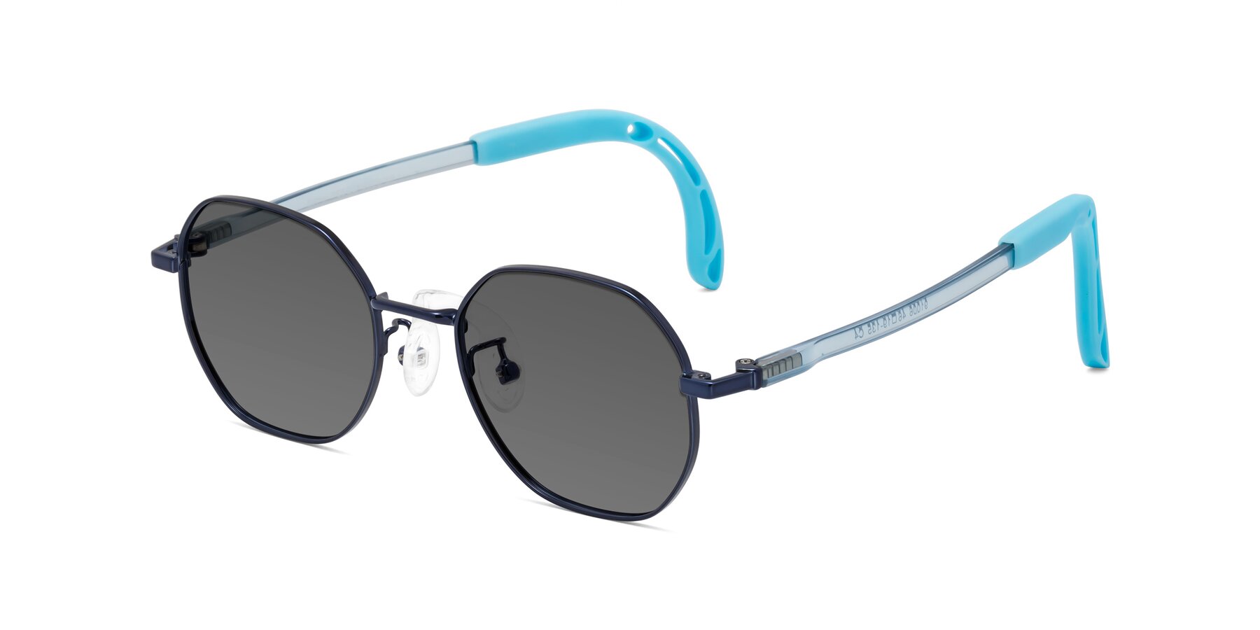 Angle of Esther in Sailor Blue with Medium Gray Tinted Lenses