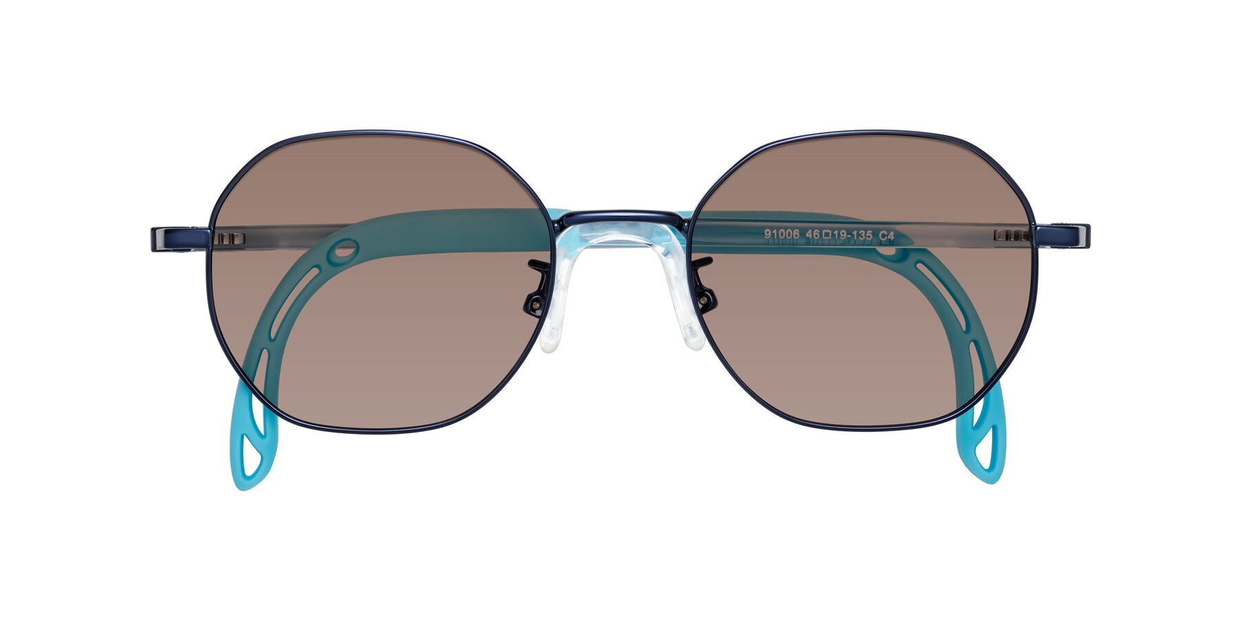 Folded Front of Esther in Sailor Blue with Medium Brown Tinted Lenses