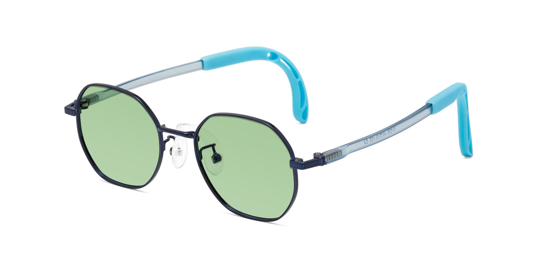 Angle of Esther in Sailor Blue with Medium Green Tinted Lenses