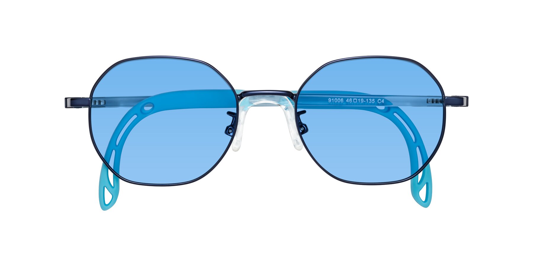 Folded Front of Esther in Sailor Blue with Medium Blue Tinted Lenses