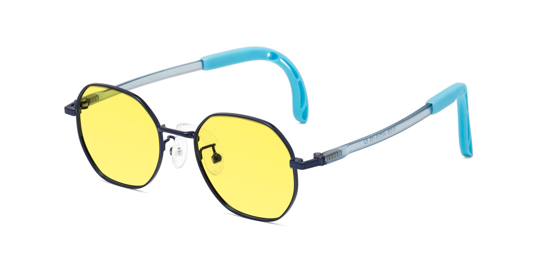 Angle of Esther in Sailor Blue with Medium Yellow Tinted Lenses