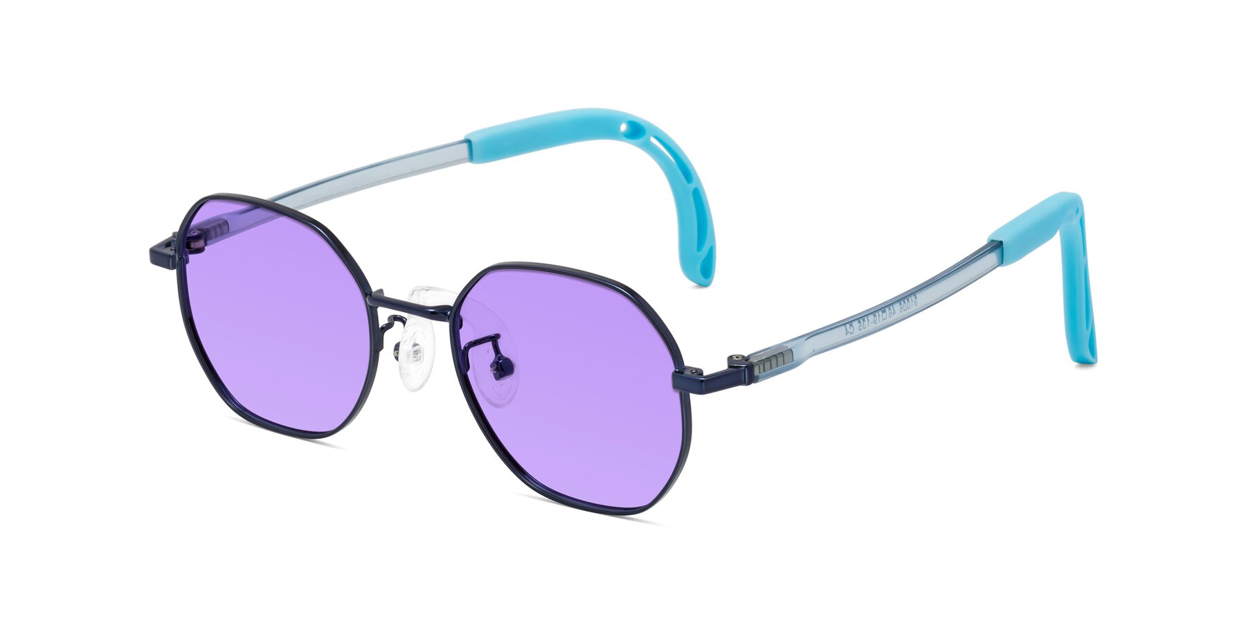 Angle of Esther in Sailor Blue with Medium Purple Tinted Lenses