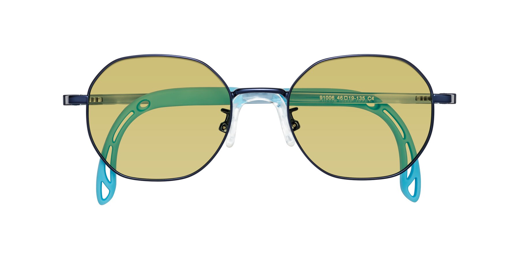 Folded Front of Esther in Sailor Blue with Medium Champagne Tinted Lenses