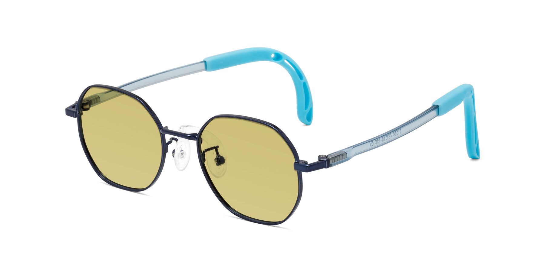 Angle of Esther in Sailor Blue with Medium Champagne Tinted Lenses