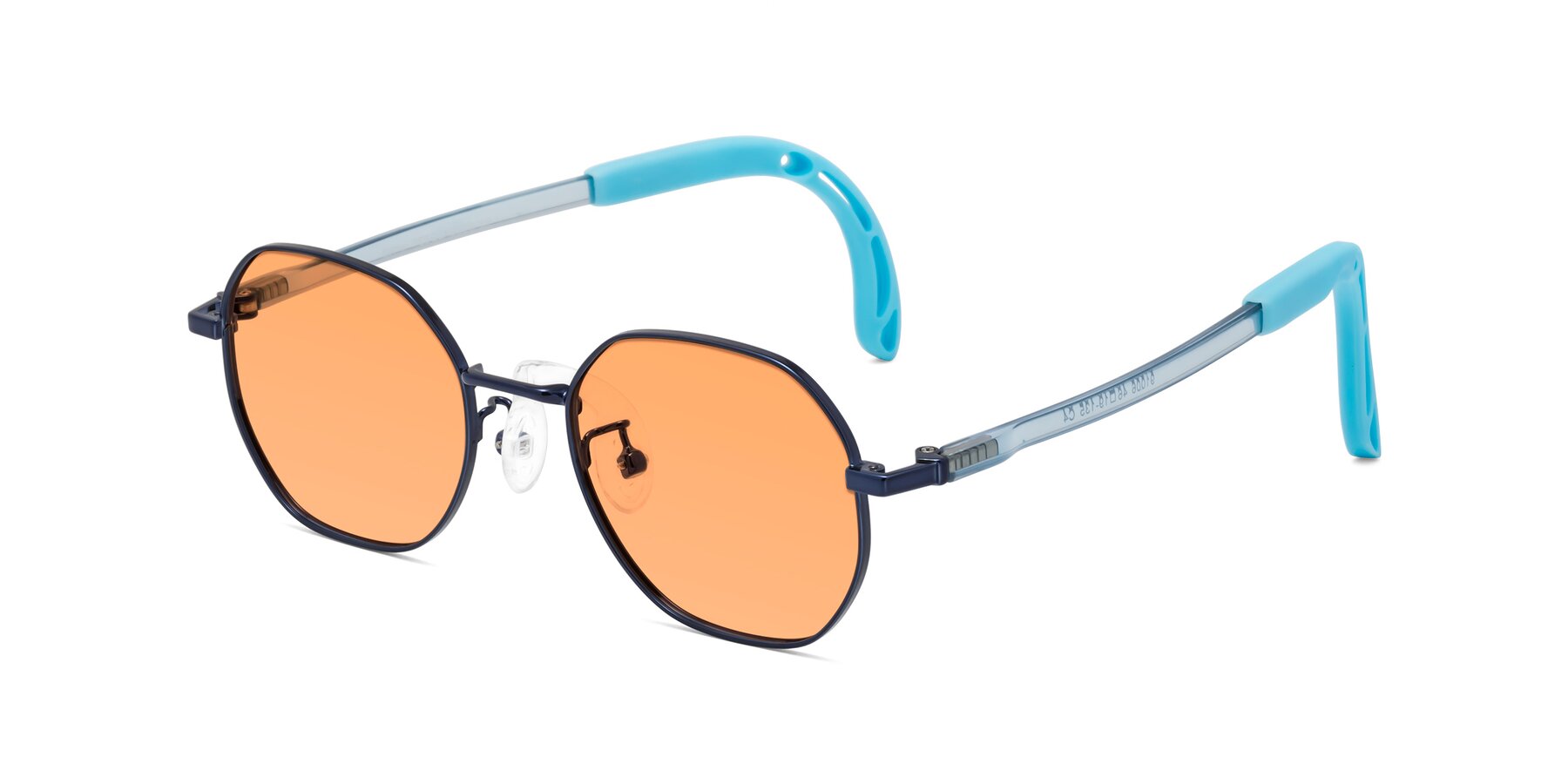 Angle of Esther in Sailor Blue with Medium Orange Tinted Lenses